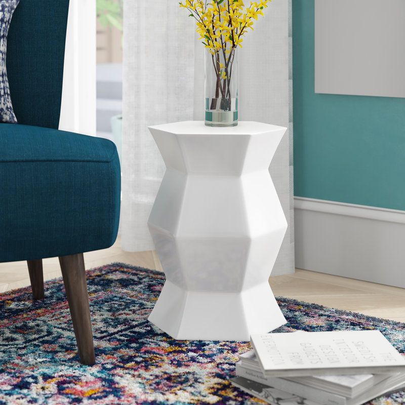 Tabouret de jardin en céramique Debrorah, Blanc