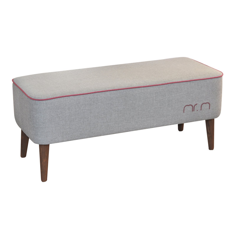 Mr. M Polyester Blend Upholstered Bench, 100% Polyamide, Grey/Pink