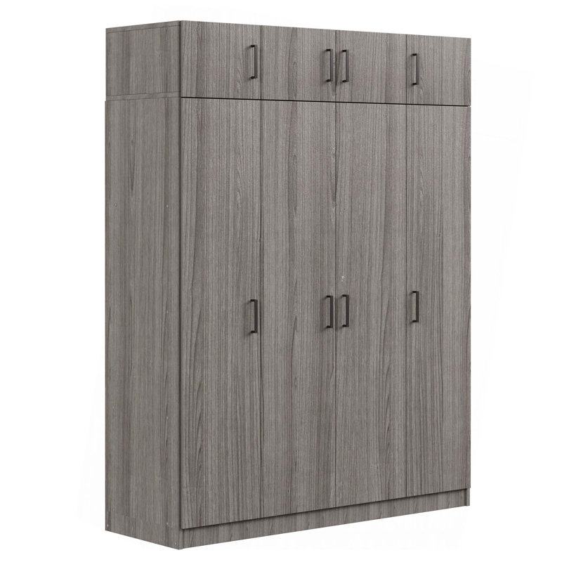 Armoire 4 portes avec 1 tiroir et armoire supérieure, Gris