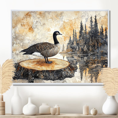 Oie canadienne dans la forêt de pins, paysage I - oie, art mural