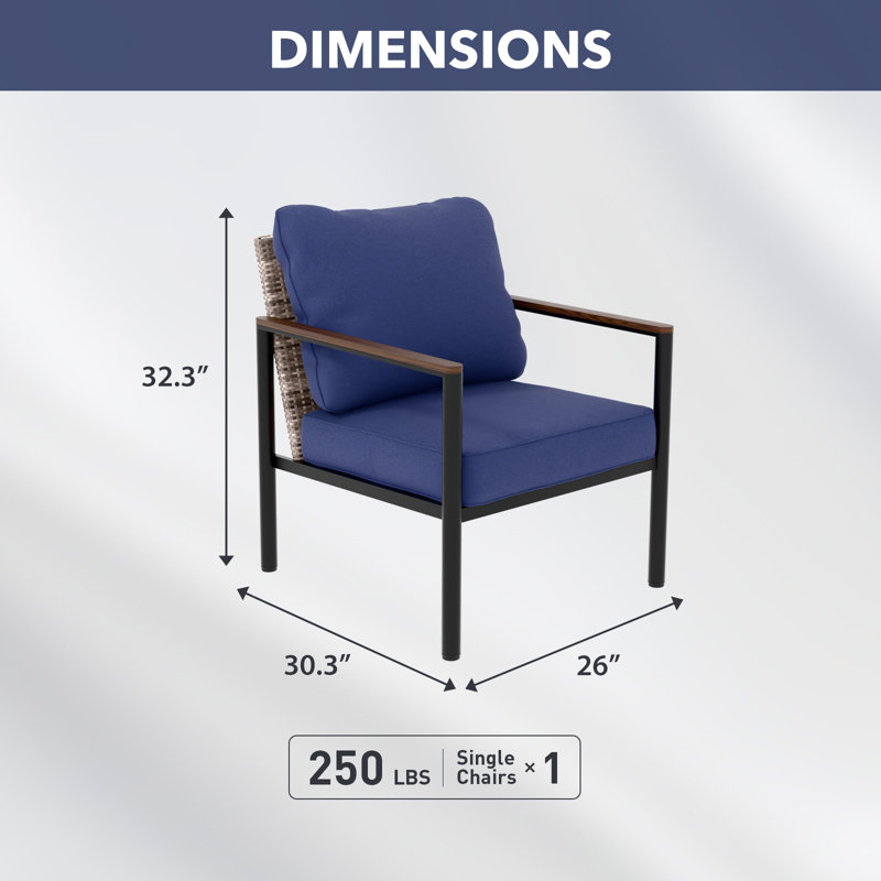 Patio Lounge Chairs with Cushions, Blue
