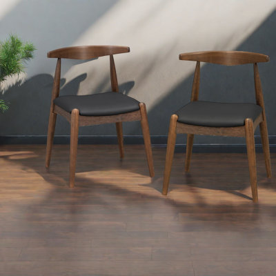 Élégantes chaises de salle à manger en noyer, similicuir ergonomique, style rétro pour les cuisines familiales