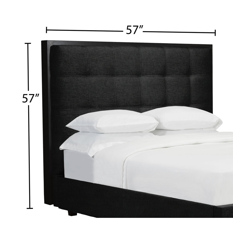Tête de lit à panneau rembourré Synder, Double, Cuir - Noir