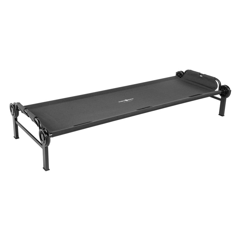 Disc-O-Bed Single Cot, Portable Sleep Solution for Tents & Cabins, Black, Large, Black
