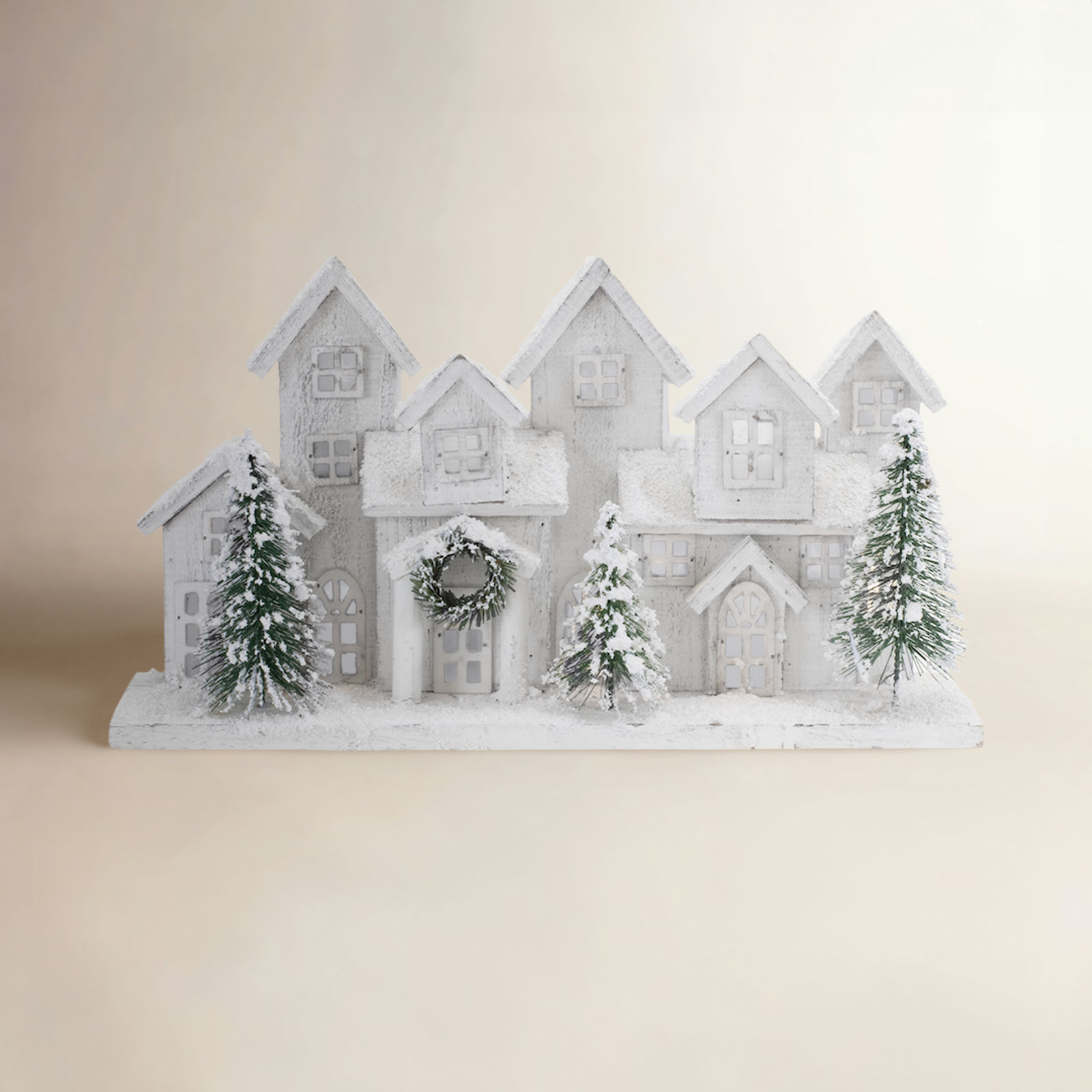 LED Flocked Winter Village Display 17"L