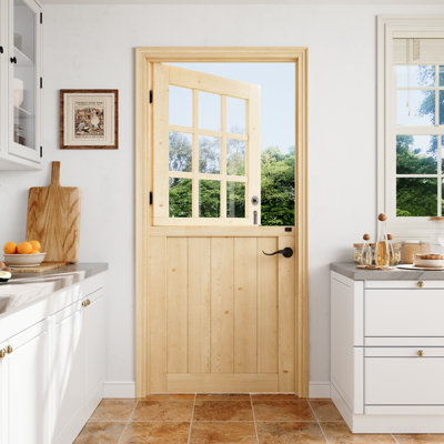 Porte hollandaise, dalle de porte simple en verre transparent semi-transparent 36 * 80 9 Lite avec serrure et loquet