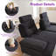 220cm Modern 3 Seater Sofa with Adjustable Armrests and Backrest, Comfy Upholstered Couch for Dining Room, Gray