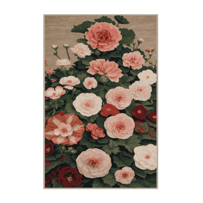 Tapis botanique beige lavable à la machine