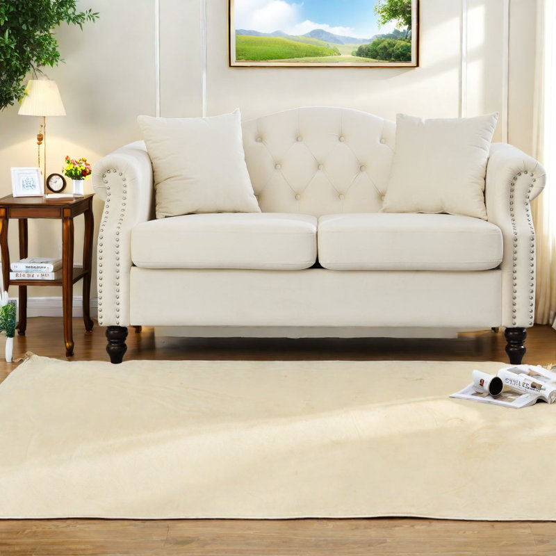 Compression 57in Velvet Sofas, Chesterfield Modern Loveseat For Home