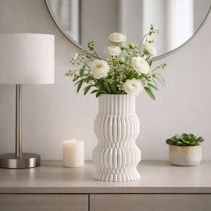 Vase en grès, H 14,75 po x l 7,5 po x P 7,5 po
