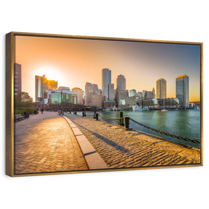Fan Pier Park, Massachusetts, Cadre flottant doré, 37 po x 25 po