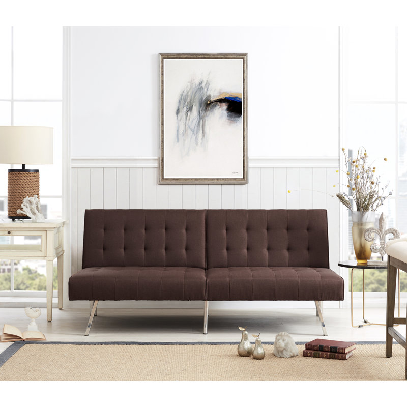 Dacy 68.5'' Upholstered Convertible Sofa, Espresso 100% Linen
