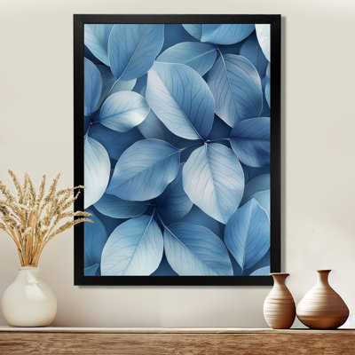 Minimalism Smoky Blue Leaves I - Floral Wall Decor