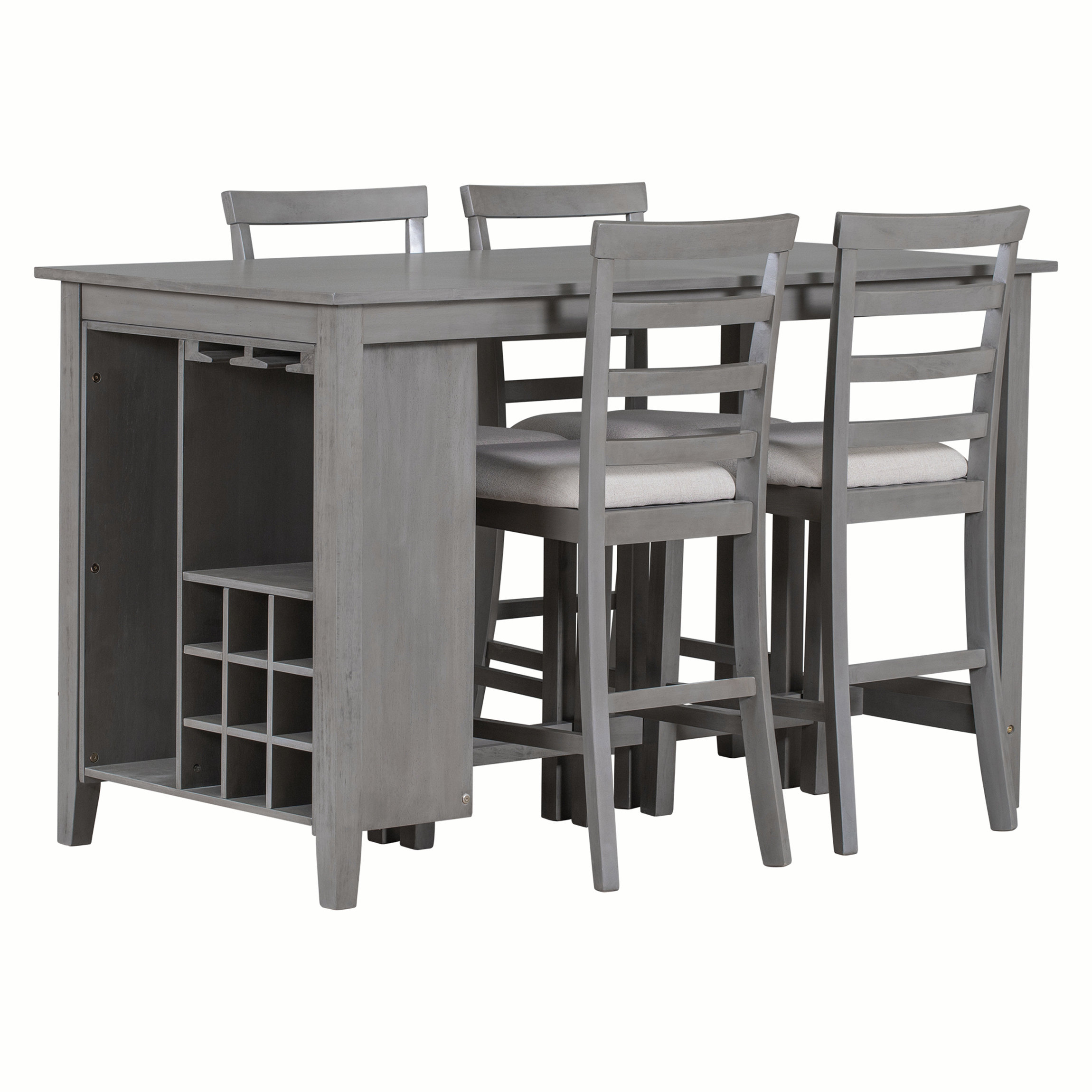 Swinney Multifunctional Storage Counter with 4 Chairs Red Barrel Studio Base Finish: Gray/White