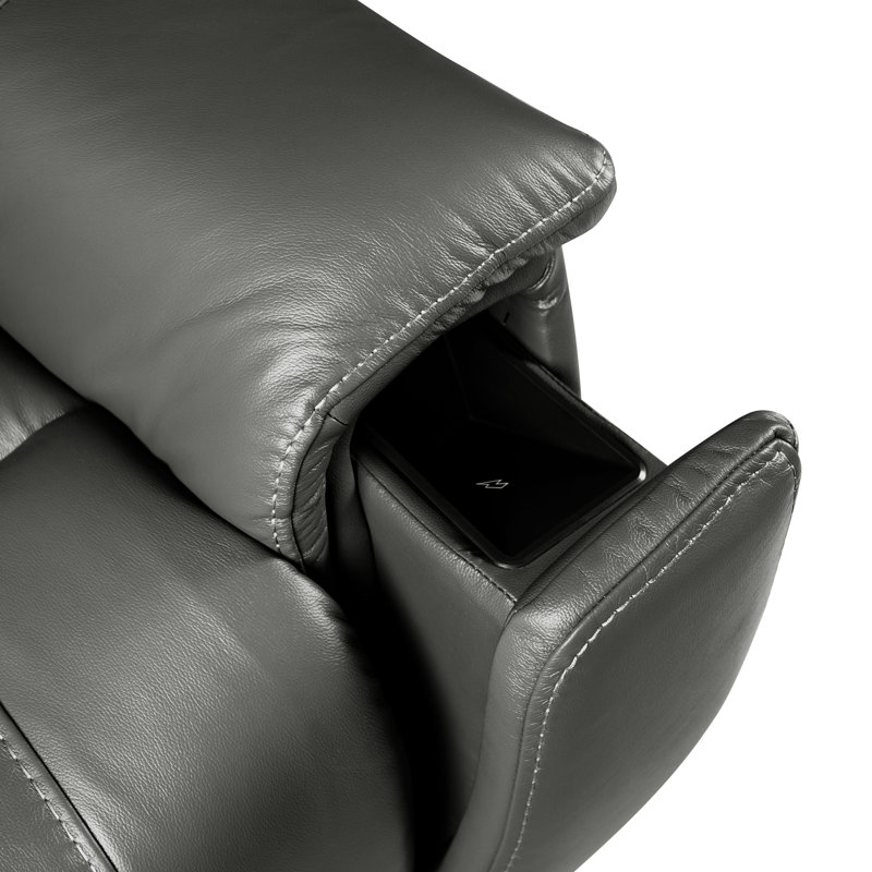 Siège de cinéma individuel en cuir véritable d'une largeur de 38,5 po avec porte-gobelet, Cuir véritable chocolat noir