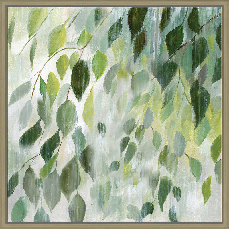 «Misty Leaves (Square)» par Nan Print, Cadre flottant champagne, H 31,5 po x l 31,5 po x P 2 po
