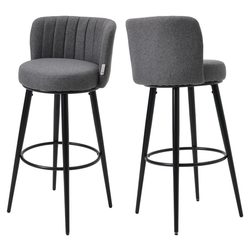 Nobleton Upholstered Counter Stool with Metal Frame, Grey