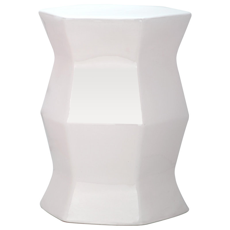 Debrorah Ceramic Accent Stool, Cream