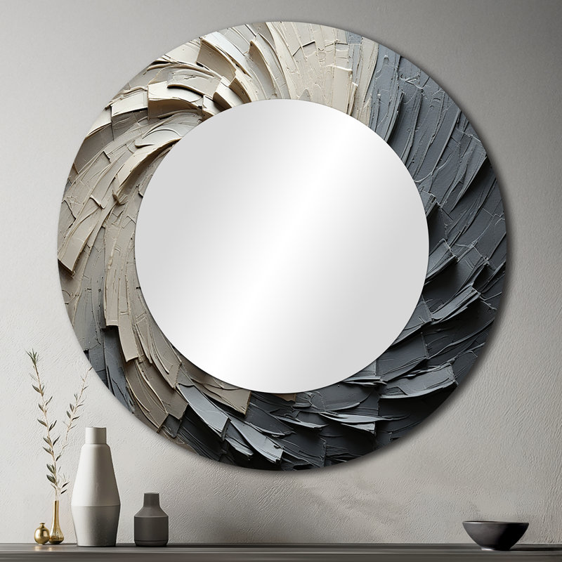 Miroir mural Seryn Gray Beige Meditation, 29 po x 29 po