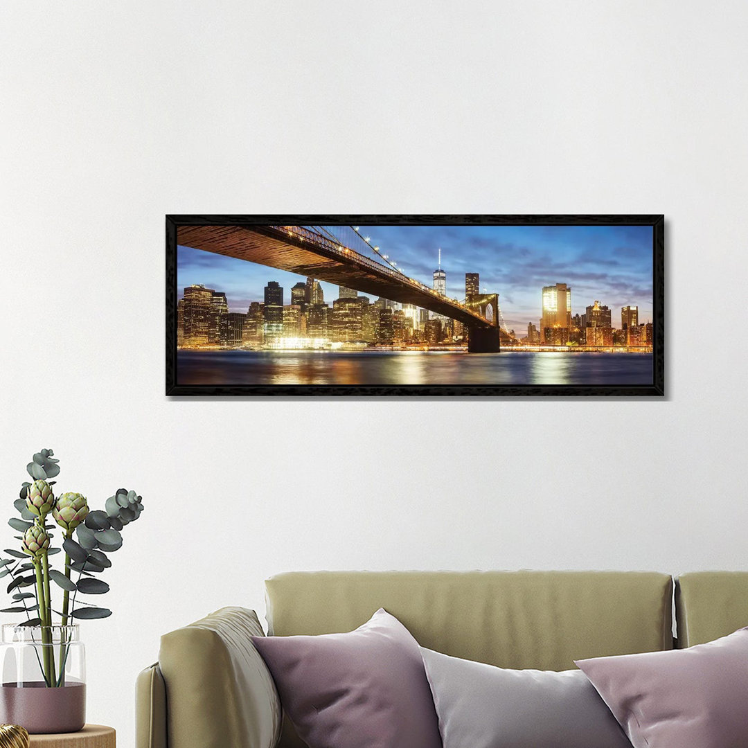 Brooklyn Bridge Panoramablick, New York von Matteo Colombo - Galerie-umwickelte Leinwand Giclée