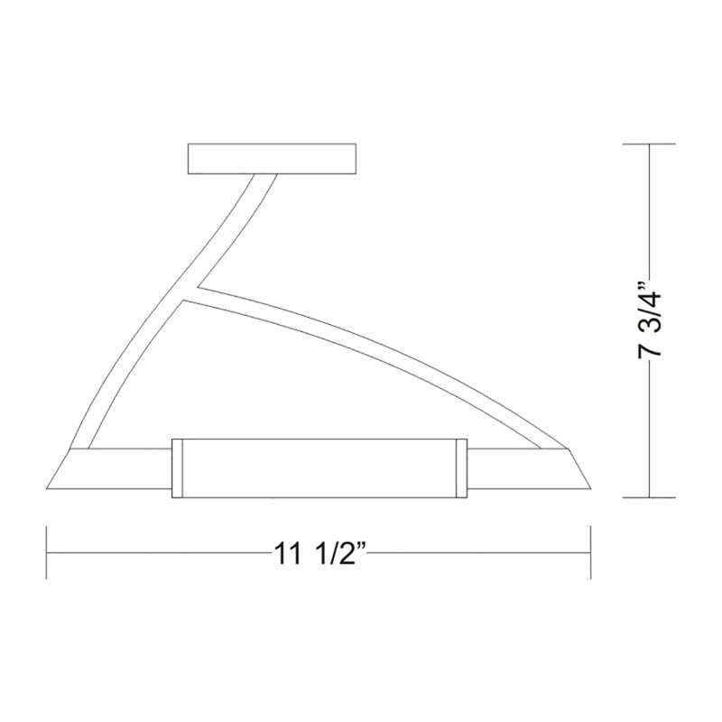 Wing 1 - Light 11.5" Unique/Statement Geometric Semi Flush Mount, Gray Metal