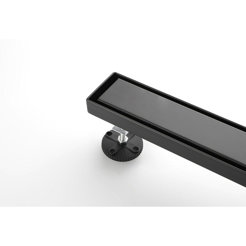 30 Inches Linear Shower Drain, Included Hair Strainer And Leveling Feet, Matte Black