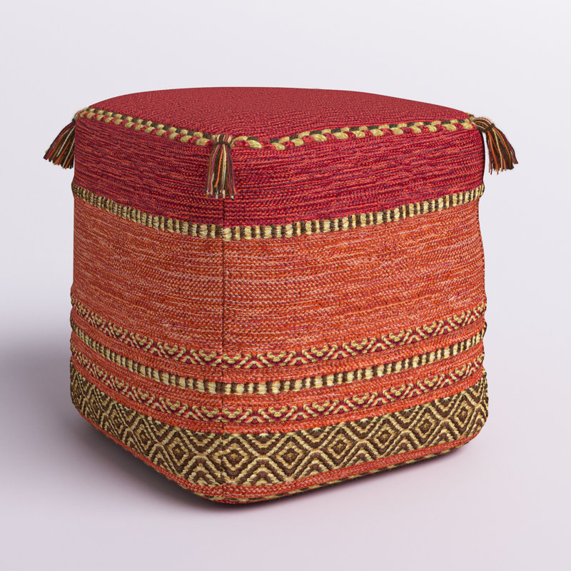 Spurgeon Upholstered Pouf, Dark Red