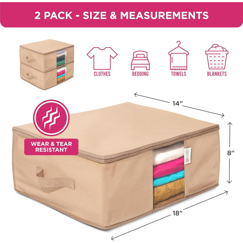 Clothes Storage Bag Organizer With Cedar Insert To Protect From Moth, Beige
