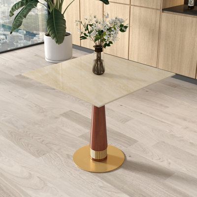 Modern Square Sintered Stone Small Conference Table With Solid Wood Bas