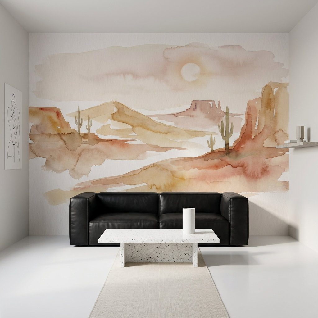 East Urban Home Desert Landscape Wallpaper Watercolor Removable ...