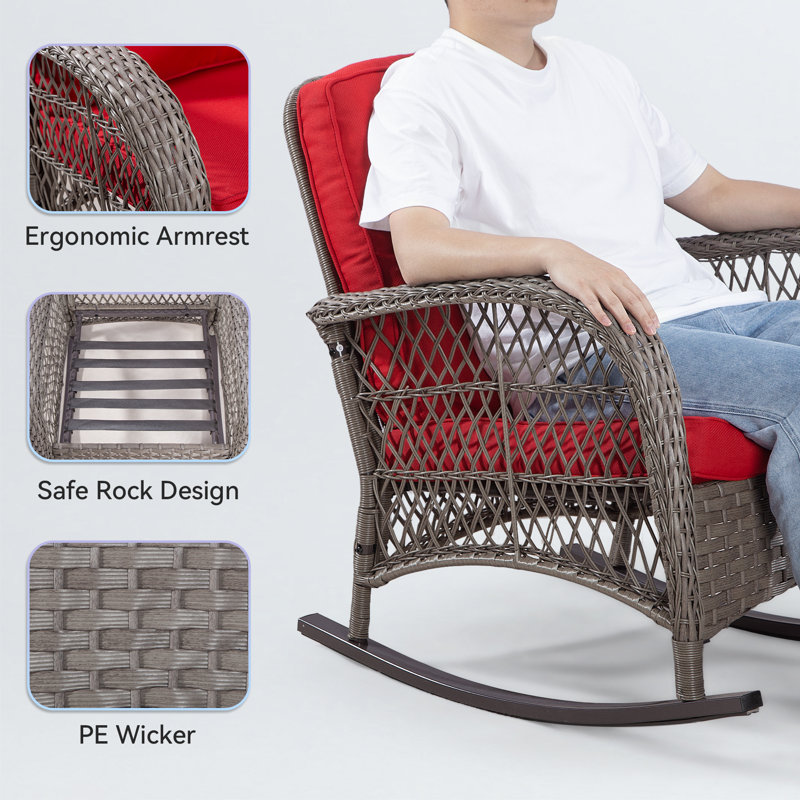 2 - Person Patio Conversation Set with Cushions, Red