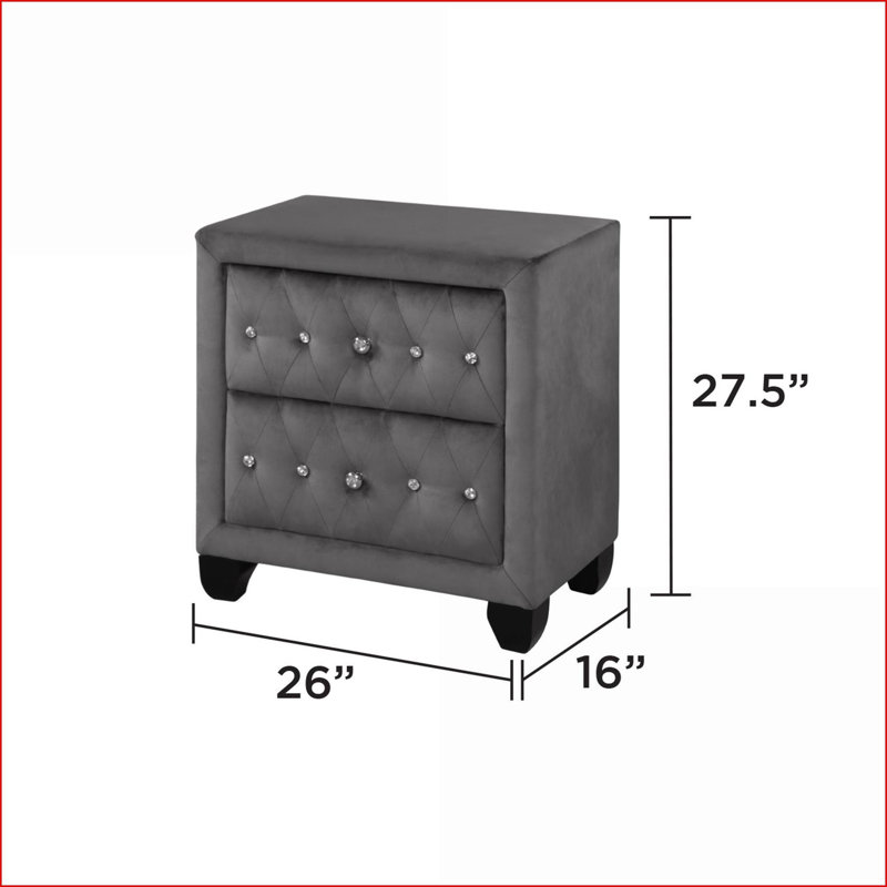 Table de chevet 2 tiroirs Sophia , Gris