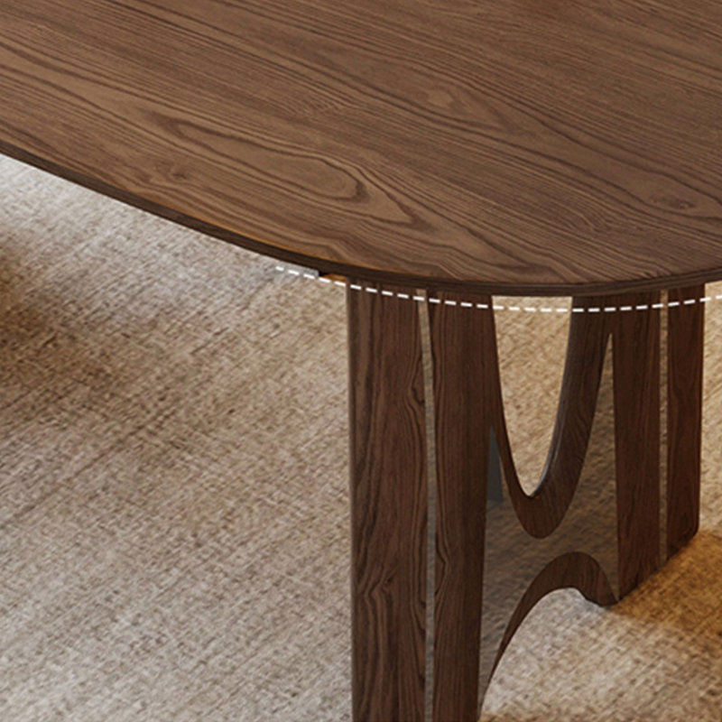 Mid-Century Modern Walnut Solid Wood Dining Table, 29.9"H x 55.1"L x 31.4"W