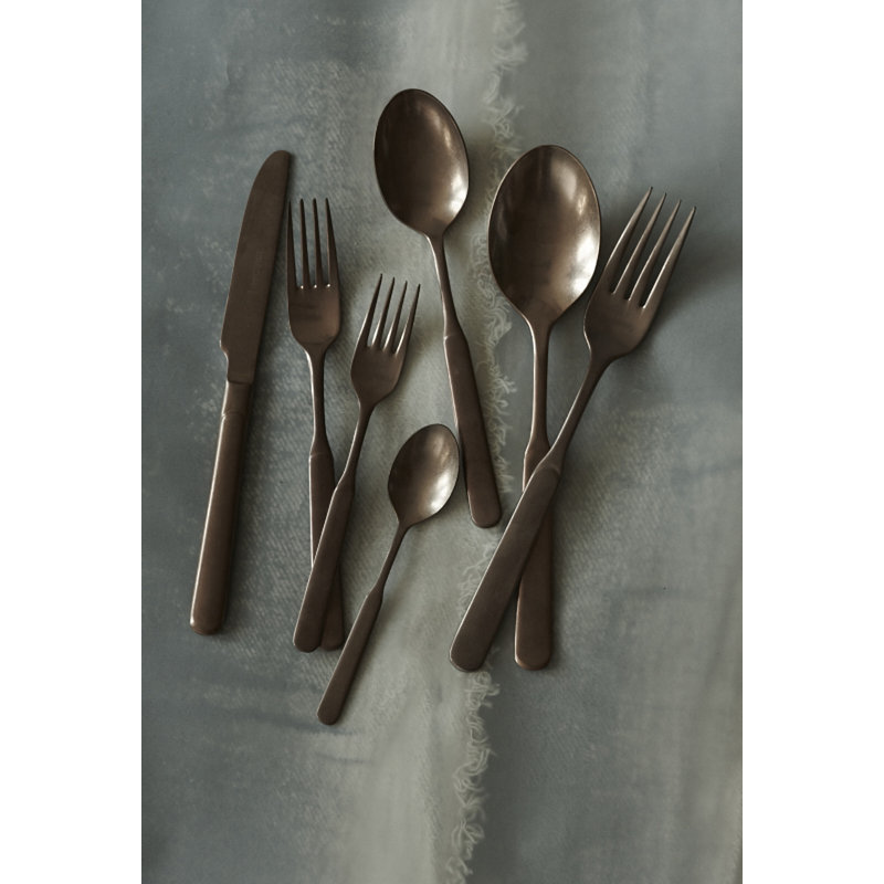 Lucca 5 Piece 18/10 Stainless Steel Flatware Set, Service for 1, Matte Copper