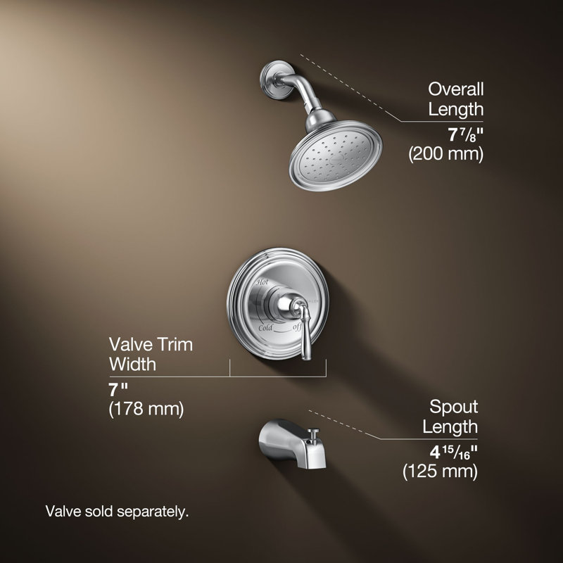 Devonshire Rite-Temp Bath And Shower Trim With NPT Spout And 1.75 Gpm Showerhead, Polished Chrome