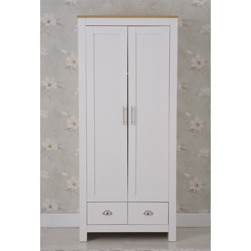 Annieruth 2 Door Manufactured Wood Wardrobe, White/Oak