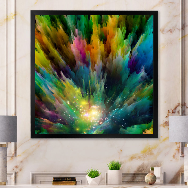 Élégance de couleur liquide, impression d'art mural moderne, Cadre photo noir, H 16 po x l 16 po x P 1 po