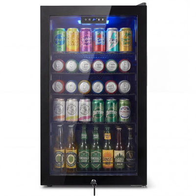 20 Inch Beverage Refrigerator, Mini Fridge With Glass Door For Soda Beer–130 Can Small Fridge For Home Office Bar, 3.4 Cu.ft Drink Cooler With Reversible Door, Digital Temperature Control