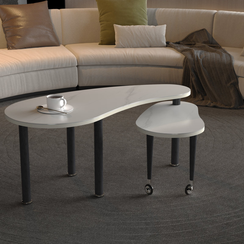 Table d'appoint coulissante Cindina, Blanc