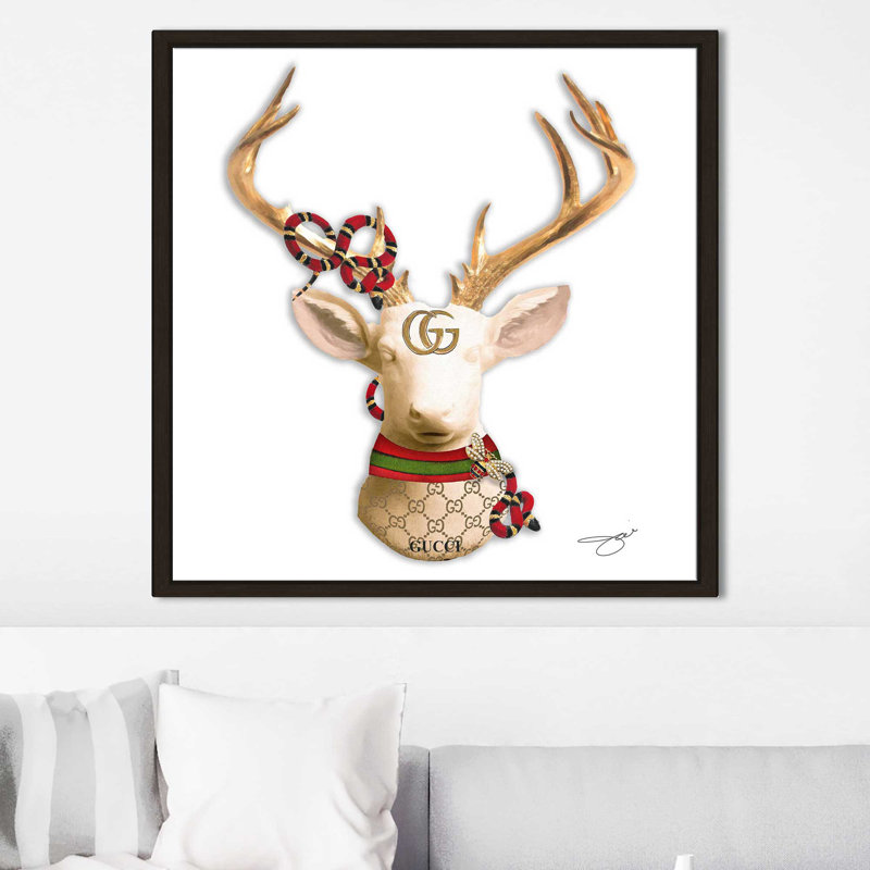 Gucci Deer (Square) par By Jodi - impression, H 39,5 po x l 39,5 po x P 2 po, Cadre flottant espresso
