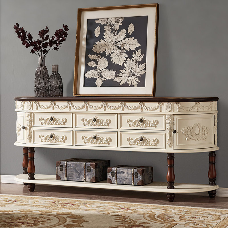 Console en bois massif 78,7 po Castleman, Brun / Beige, Brun, H 33,9 po x l 78,7 po x P 15,7 po