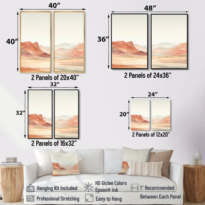 «Minimalisme Canyon View I - Paysages, art mural Canyon», 36" H x 48" W, Impression encadrée flottante, Black