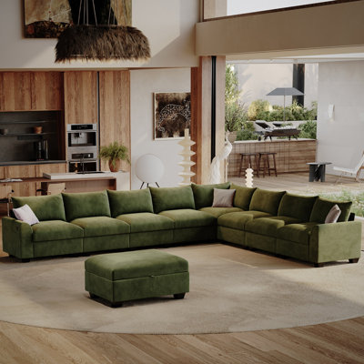 Canapé modulaire 147,6 po, très grand canapé en forme de L 8 places avec rangement pour repose-pieds et USB