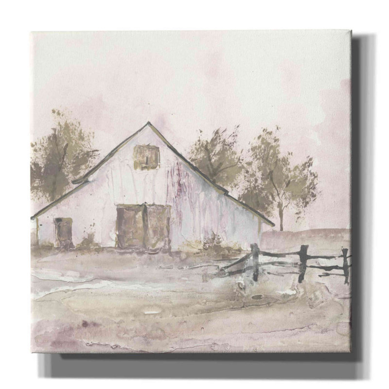 "Fedya White Barn II" par Chris Paschke, reproduction d'art sur toile tendue, L 12 po x H 12 po