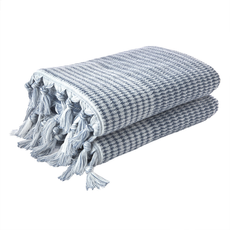 Breakwater Bay Longborough Bath Towel,Tan, Denim Blue