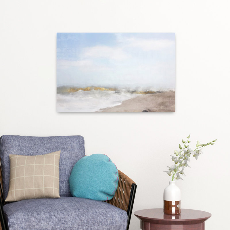 Plage sauvage, art marin contemporain abstrait, H 16 po x l 24 po