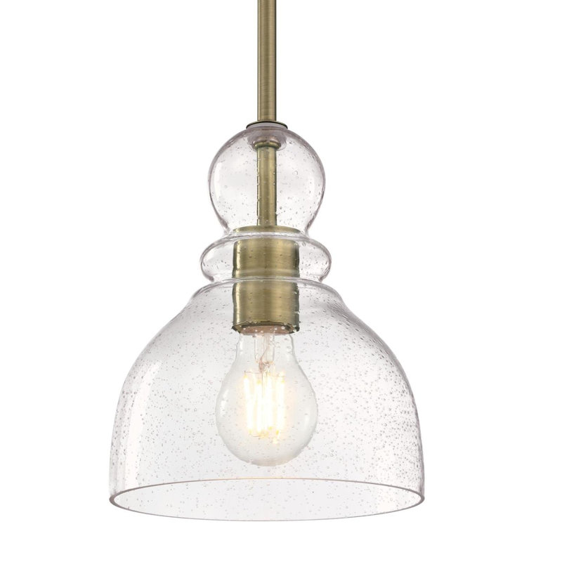 Lomita 1 - Light Copper Single Pendant, Antique Brass, 8.5" H x 7" W x 7" D, No