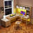 L Shaped Desk With Drawers, Office Desk With Power Outlet, LED Lights, Hutch And File Cabinets