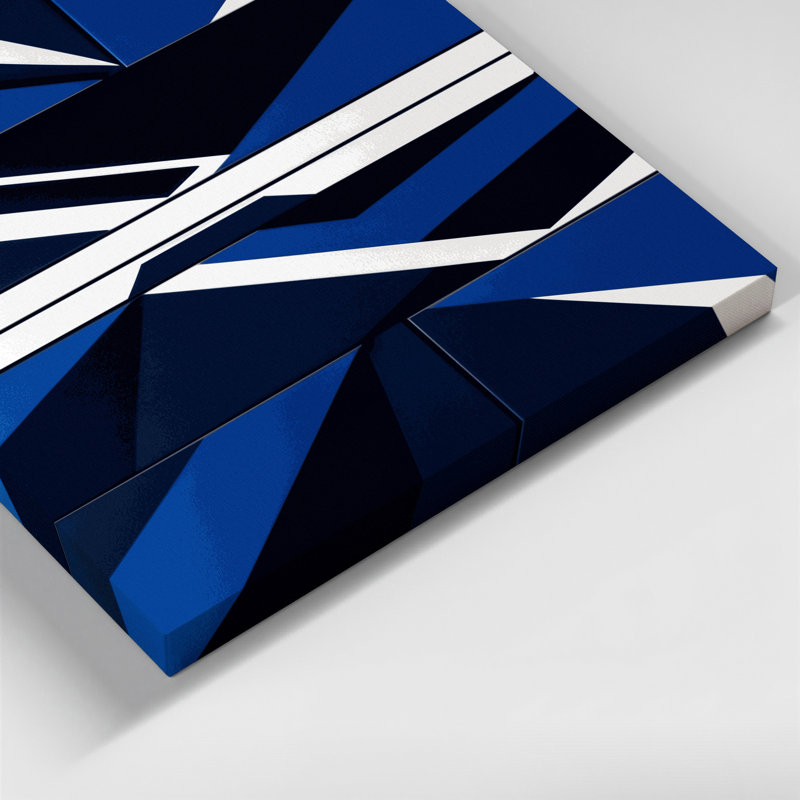 «Hard Edge», art mural bleu sur toile 18, H 12 po x l 12 po