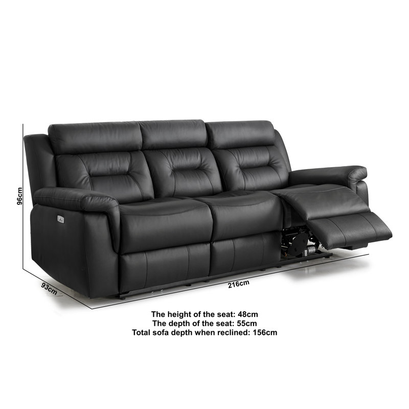 Demea 3 Seater Genuine Leather Electric Recliner